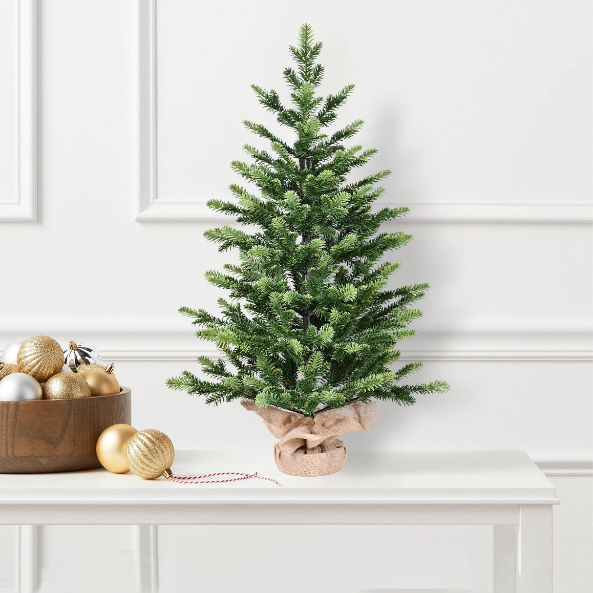 2FT Full PE Tabletop Christmas Tree with 230 Tips, Realistic