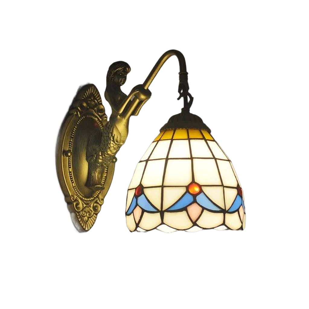 6" Tiffany Style LED Wall Lamp Mermaid Glass Bedroom Living Room Vanity Light