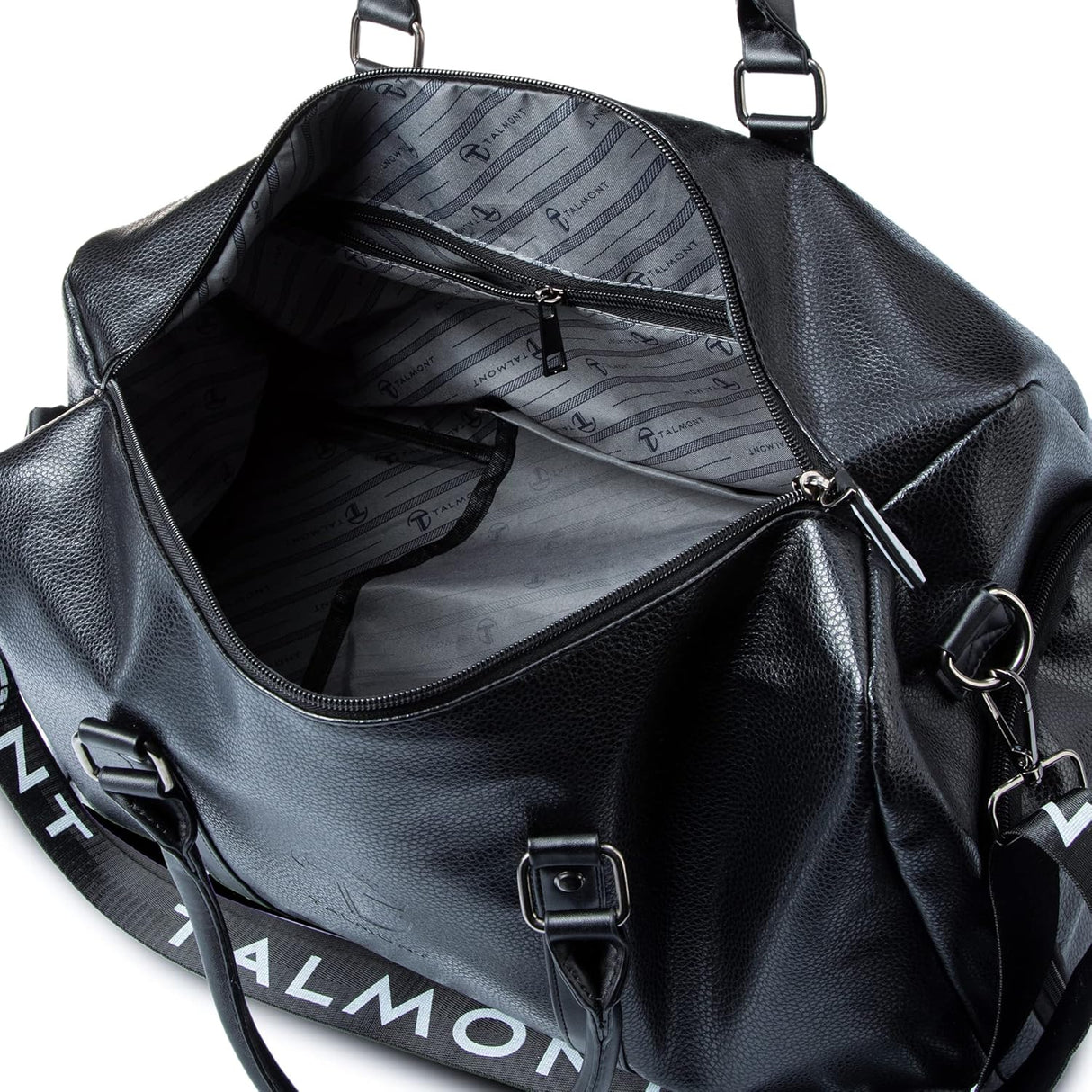 17.7 inch Gym Duffle Leather Bag with Shoe Compartment for Sports Travel - Adjustable Shoulder Strap, Weekender Travel Overnight Bag for Men