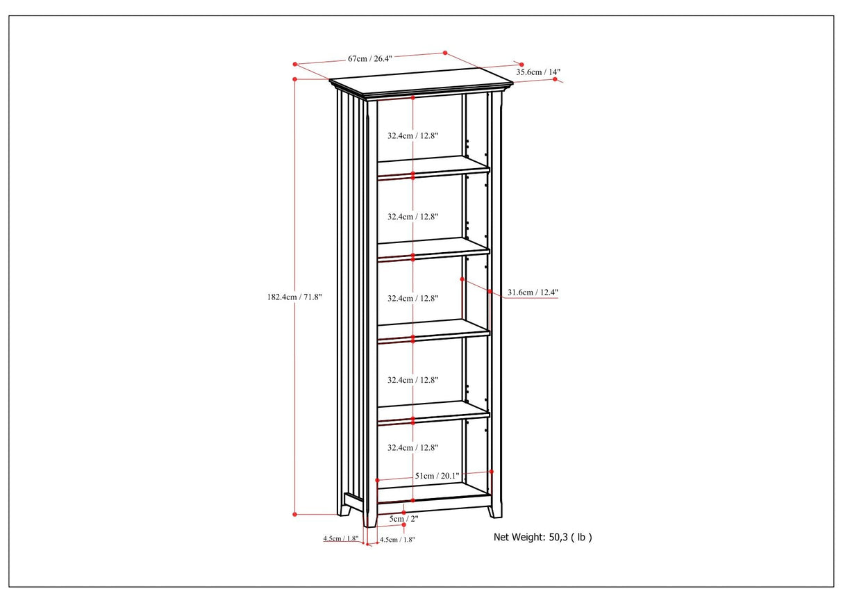 Acadian - 5 Shelf Bookcase, Handcrafted