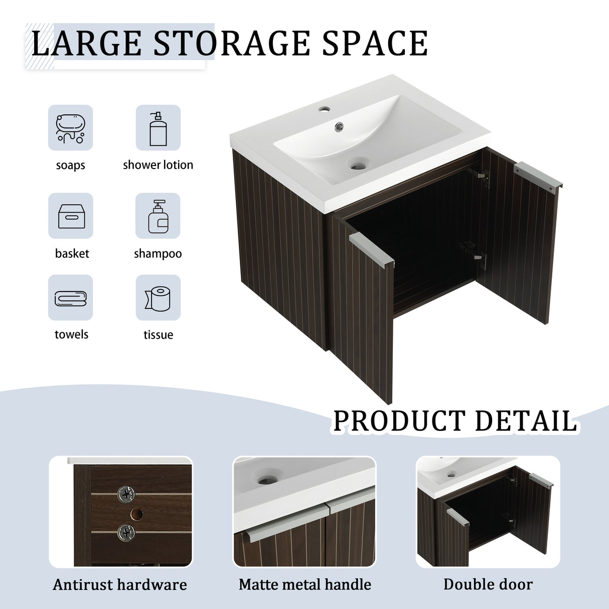 24 Inch Bathroom Cabinet With Resin Sink
