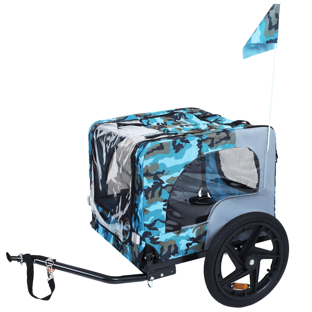 Outdoor Heavy Duty Collapsible Pet Bike Trailer with 16-Inch Wheels