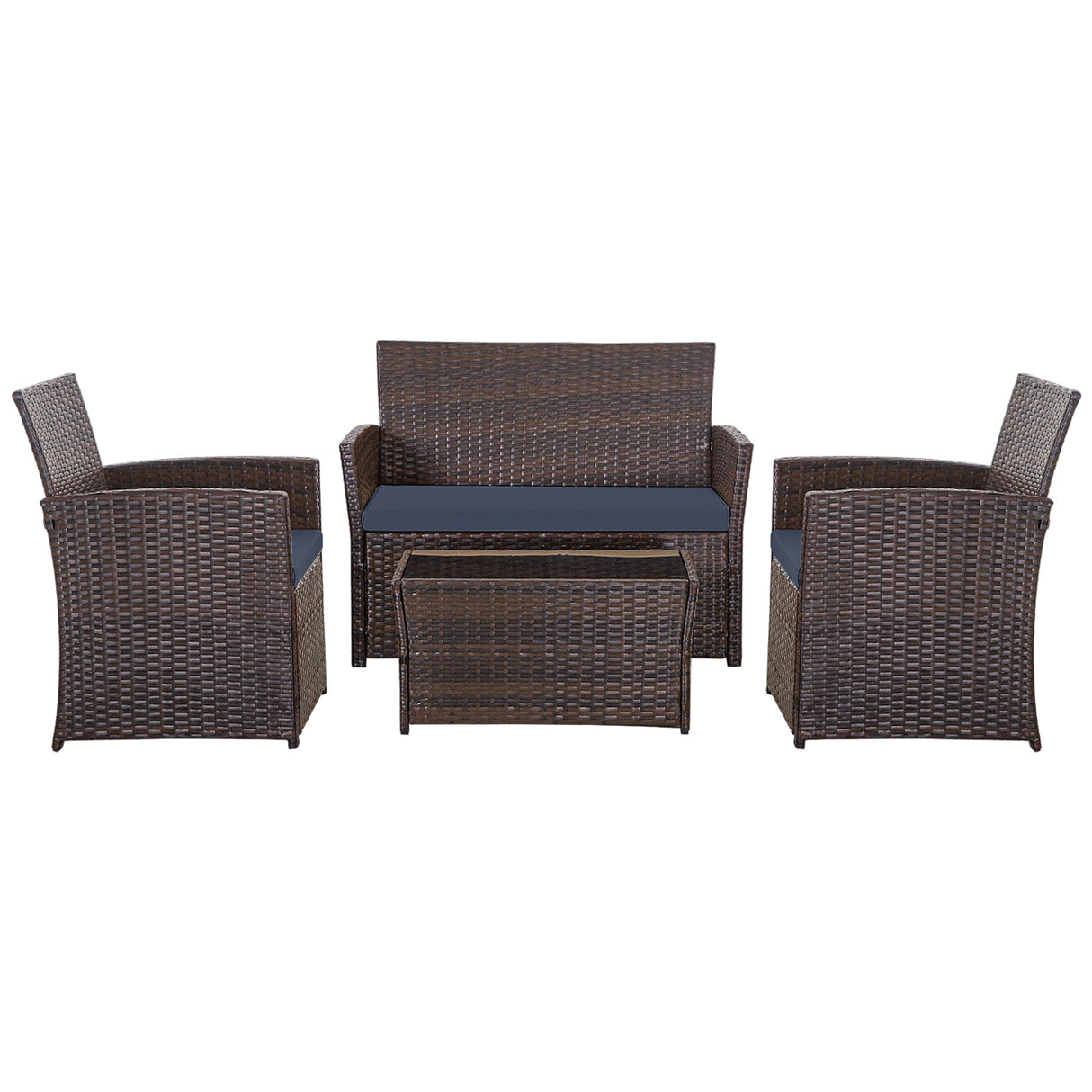 4 Piece All-Weather Rattan Outdoor Sectional Set with Cushions