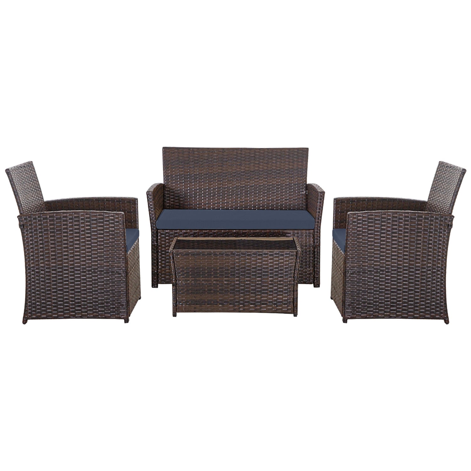 4 Piece All-Weather Rattan Outdoor Sectional Set with Cushions