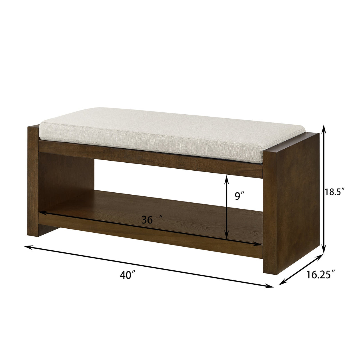 40' Accent Bench with Lower Shelf Shoe Rack