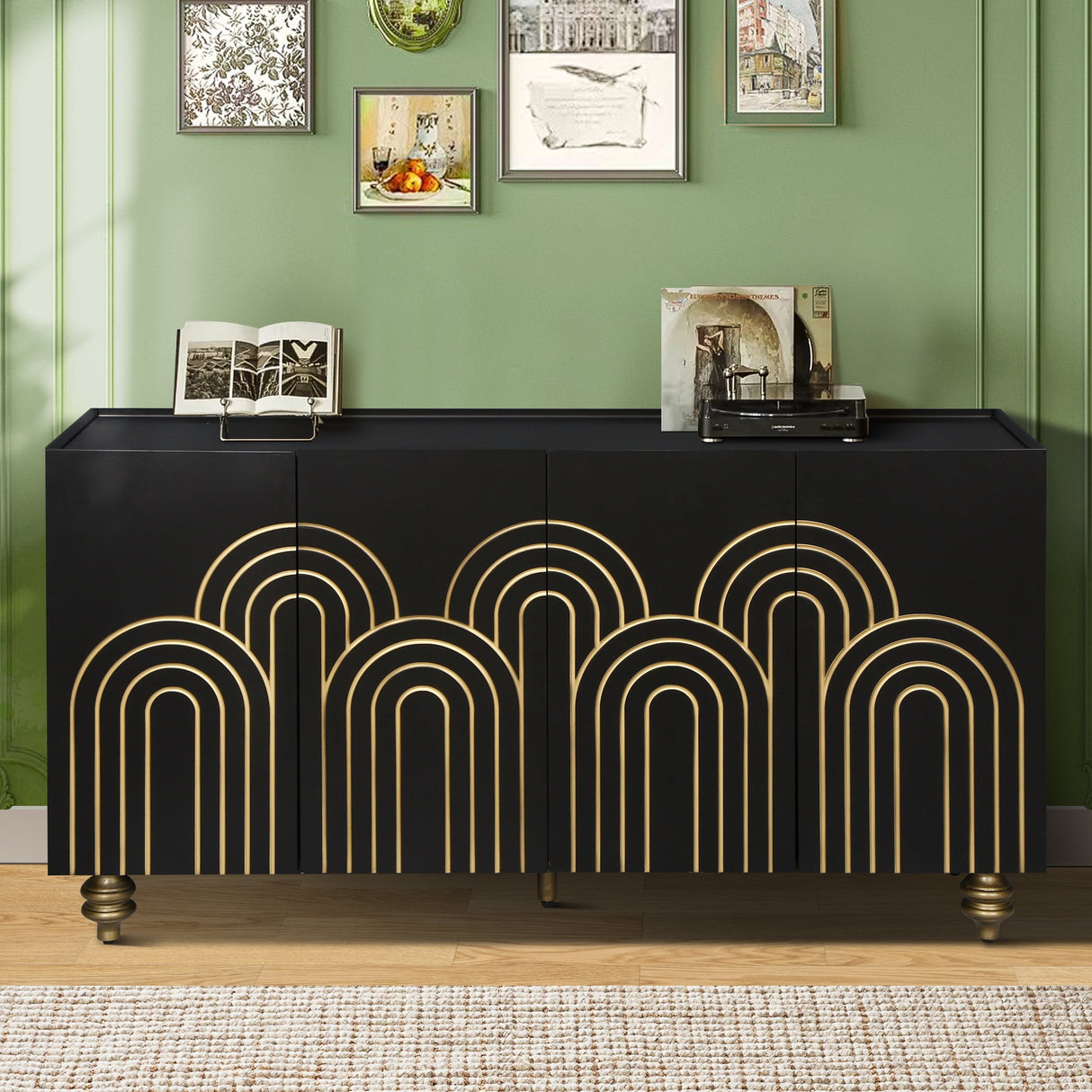 Modern Fluted Sideboard Buffet with Storage