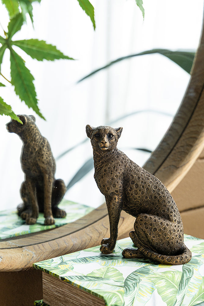 Copper Panther Animal Statue Decor