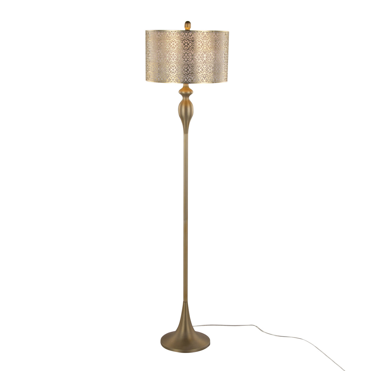 Ashland 63' Contemporary Metal Floor Lamp in Gold with Linen Shade