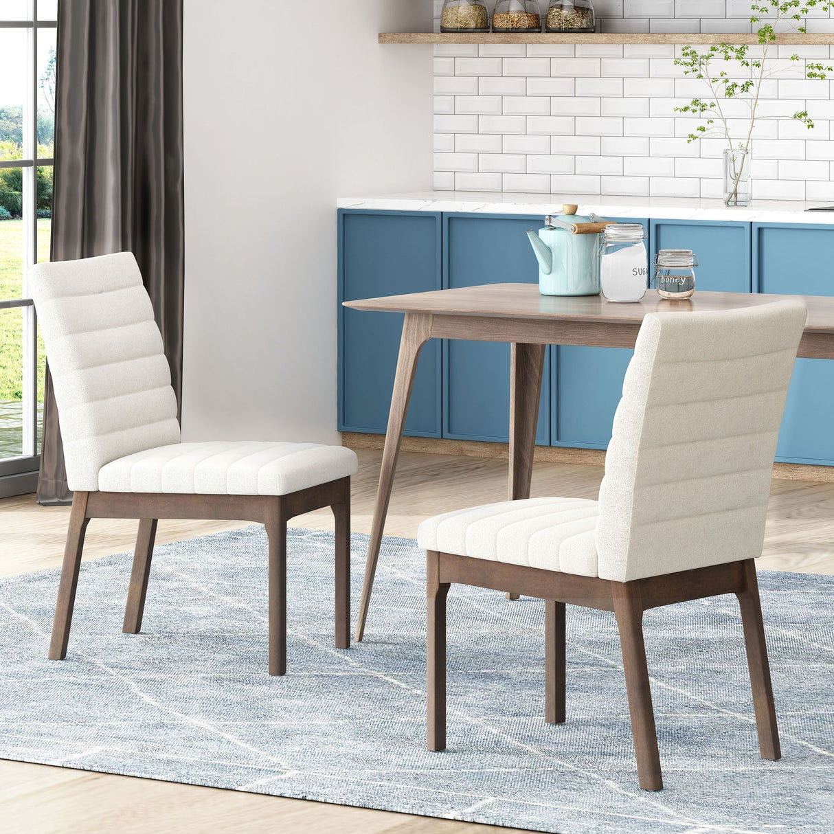 Upholstered Dining Chairs With Rubber Legs (Set of 2)