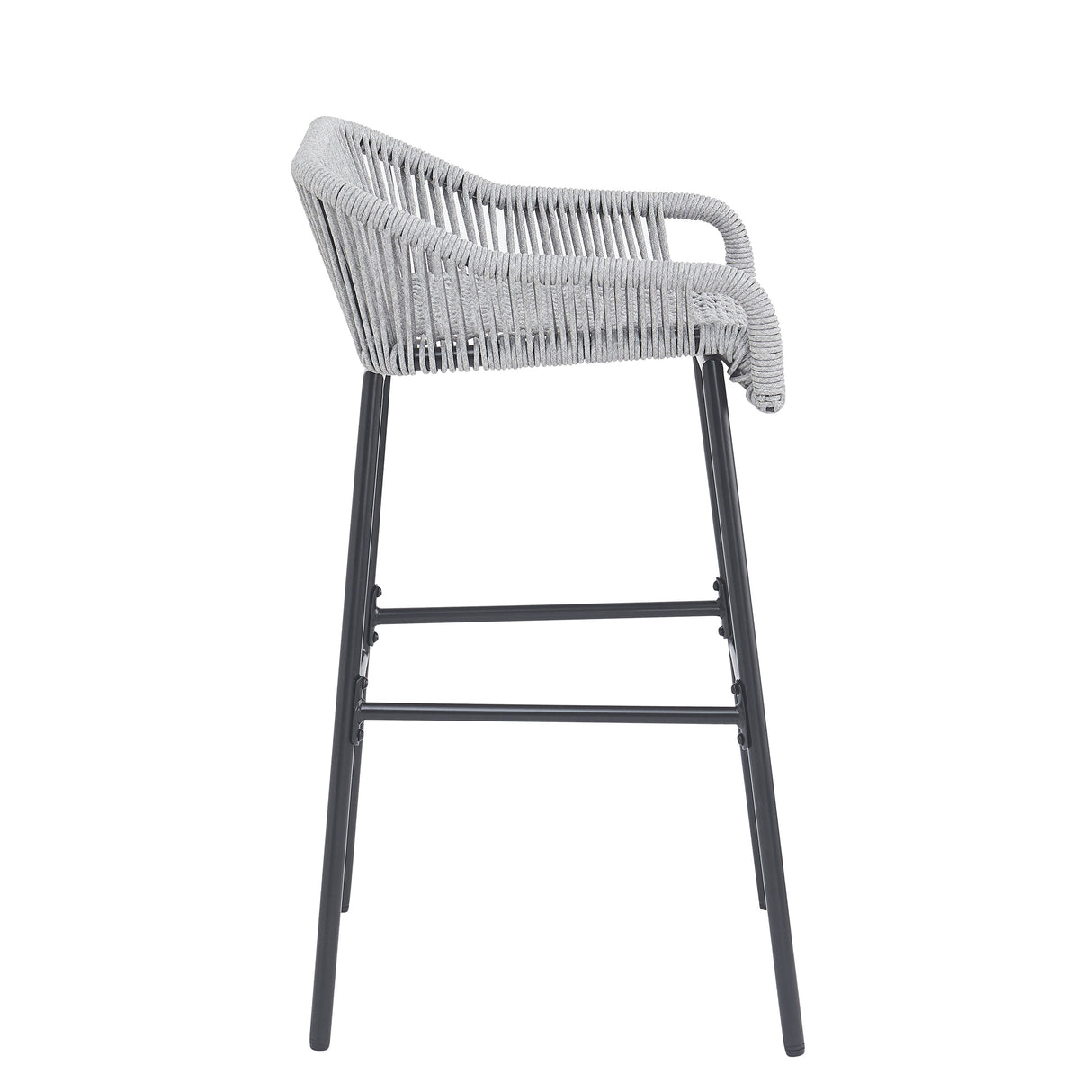 La Push Outdoor Patio Light Gray Rope Bar Stool, Set of 2