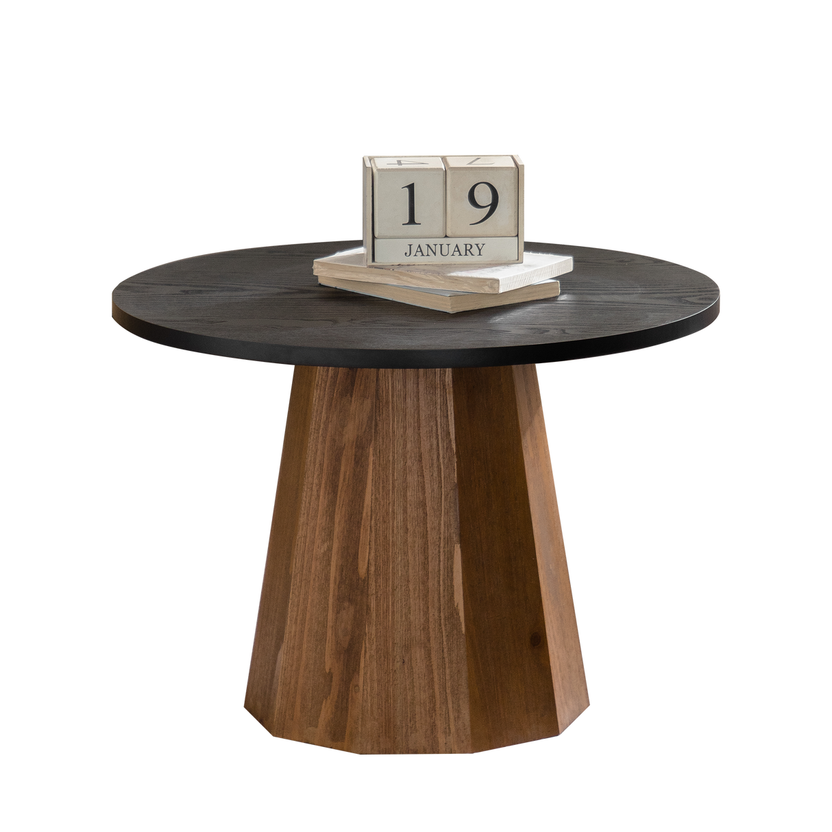 Round Coffee Table - Sturdy Pedestal Wooden Tea Table for Living Room