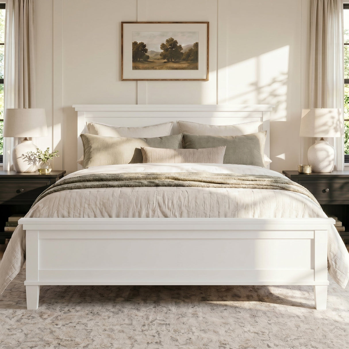 Mid-Century Modern Wood Platform Bed