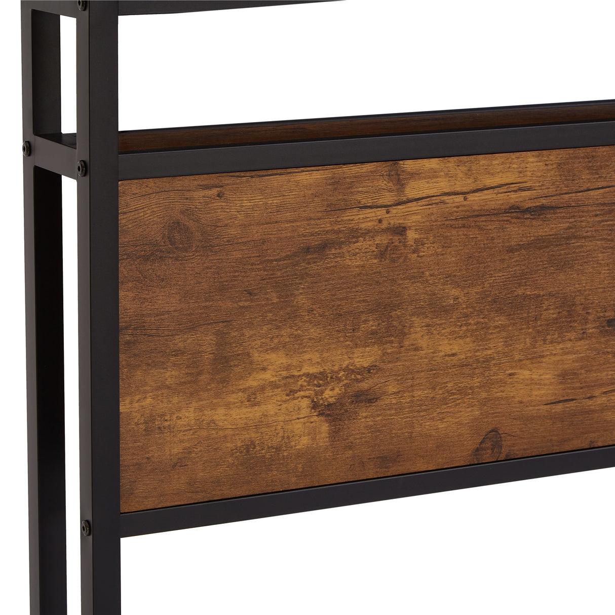 Modern King Size Metal Platform Bed Frame with Wooden Headboard