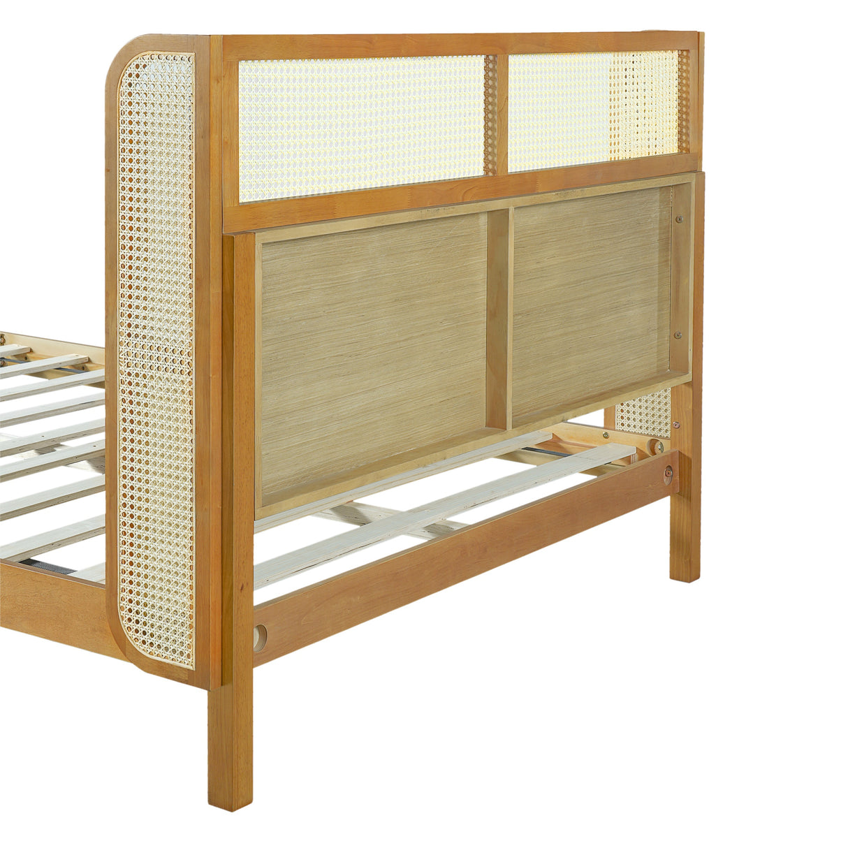 Premium Rubber Wood Platform Queen Bed Frame with Headboard