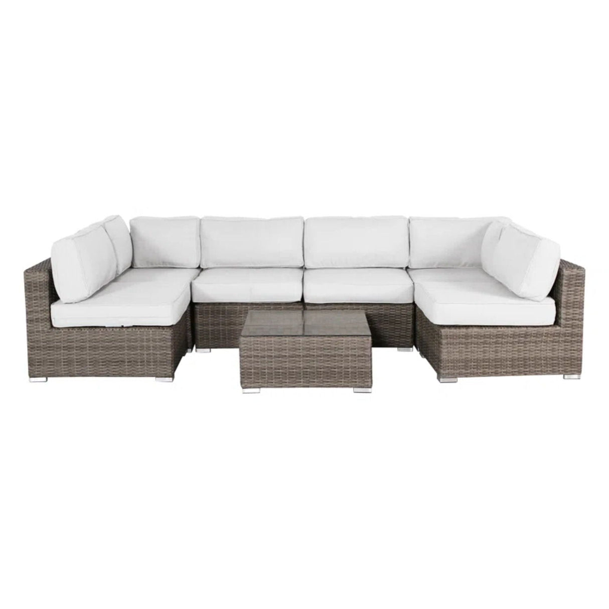 Seating Set With Cushions Handcrafted Wicker Design