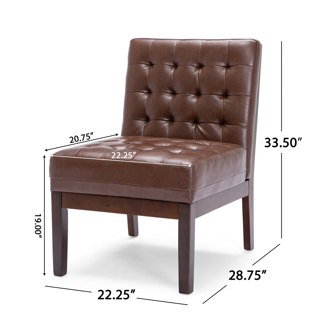 Contemporary Dark Brown Accent Chair with Tufted Waffle Stitch and PU Upholstery