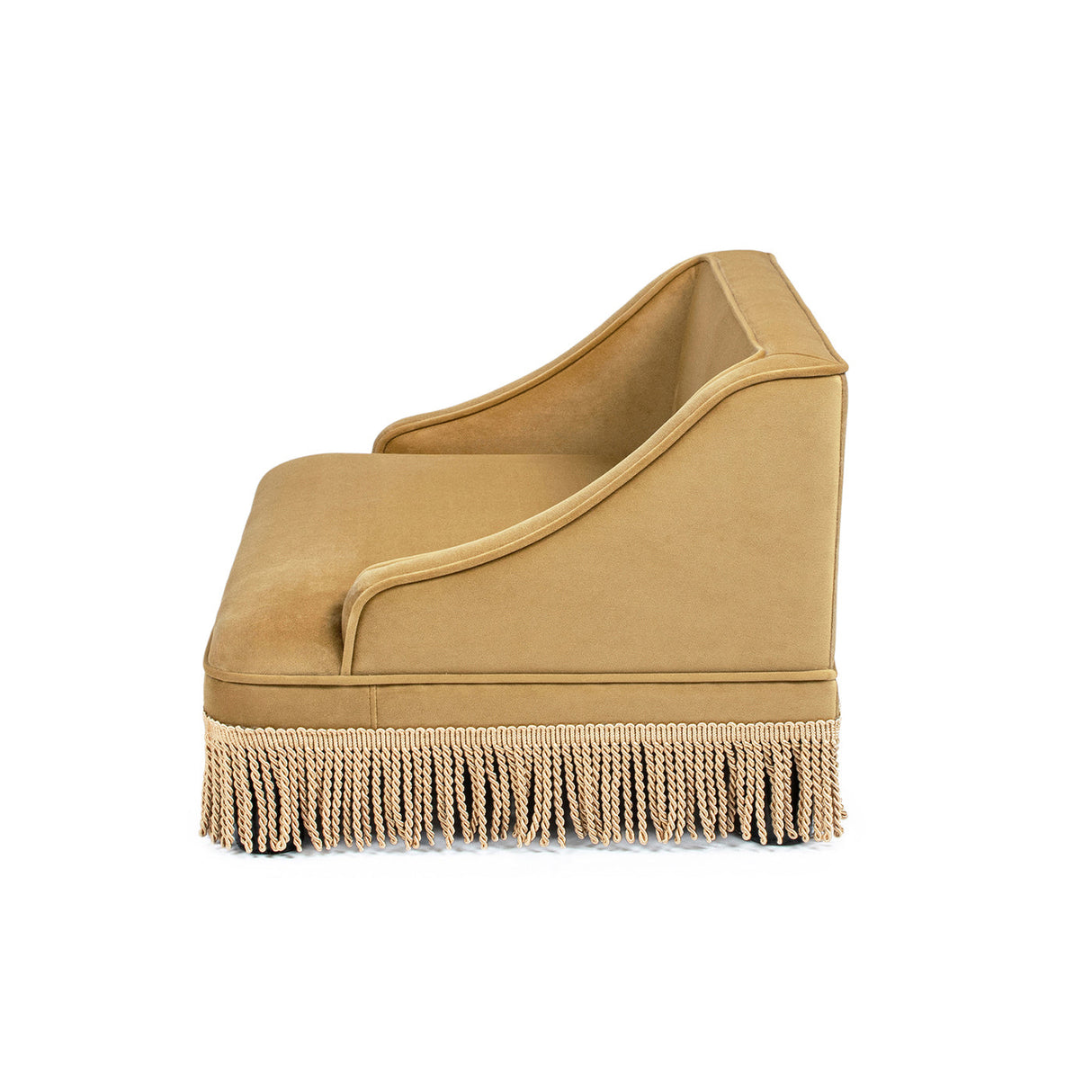Duchess 33' Medium Princess Pet Bed Sofa with Fringe Skirt, Gold Yellow Performance Velvet