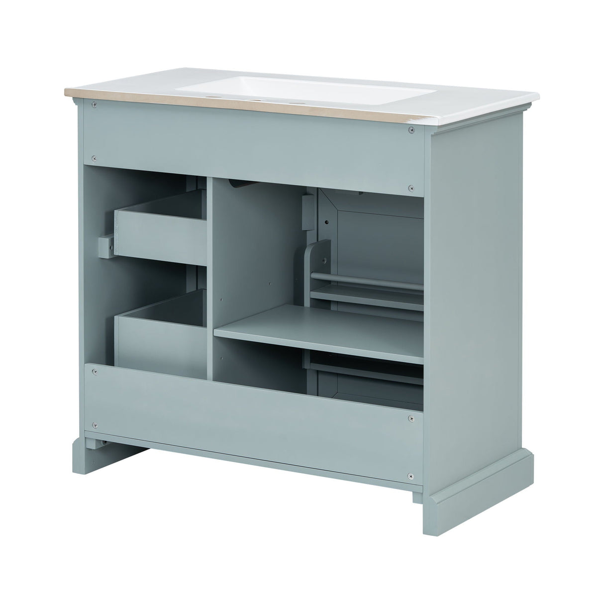 36" Bathroom Vanity With Sink, 2 Tip Out Drawers, Soft Close Hinges