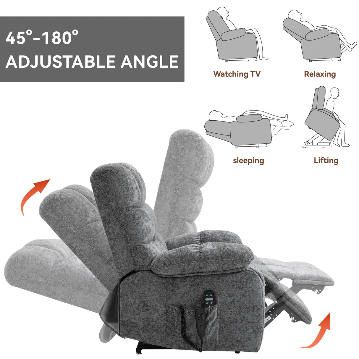 Lift Recliner Chair Heat Massage Dual Motor Infinite Position
