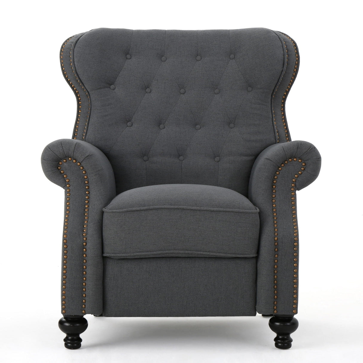 Accented Push Back Recliner Chair With Rolled Arms