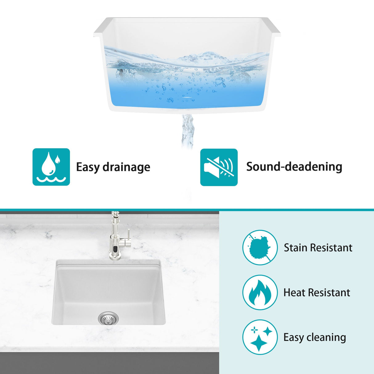 Quartz Composite Kitchen Sink With Workstation, Undermount