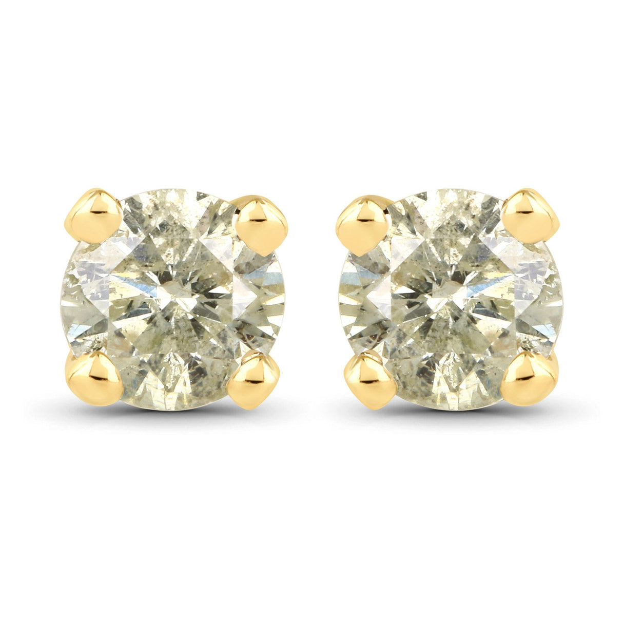 0.92 Carat Genuine LB Diamond 14K Yellow Gold Earrings