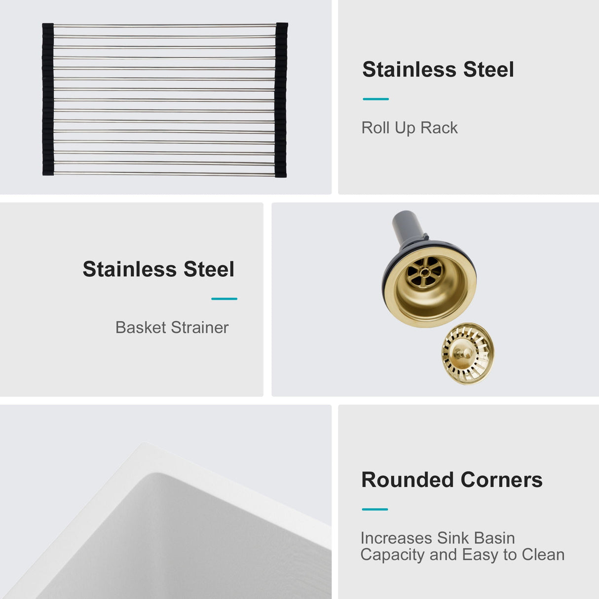 Modern Quartz Kitchen Sink Undermount Granite Composite