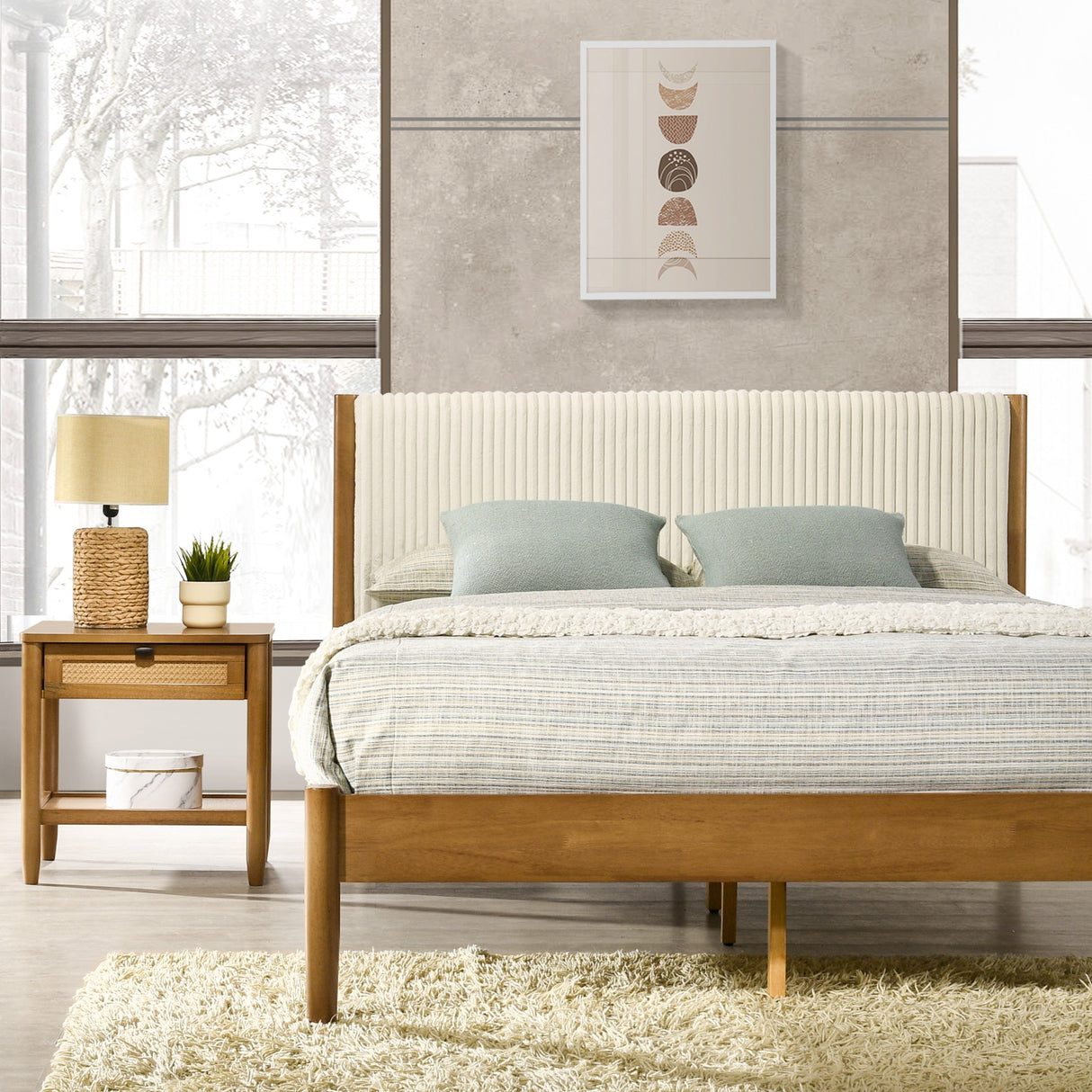 Vichy 2-Piece Rubberwood Corduroy Queen Bedroom Set