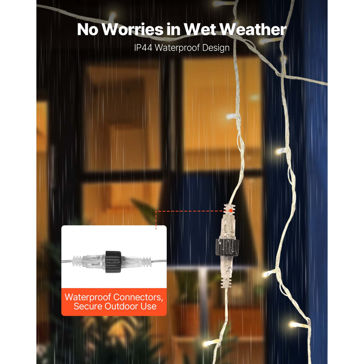LED Christmas String Lights, 200 LED, 76 Ft Connectable Warm
