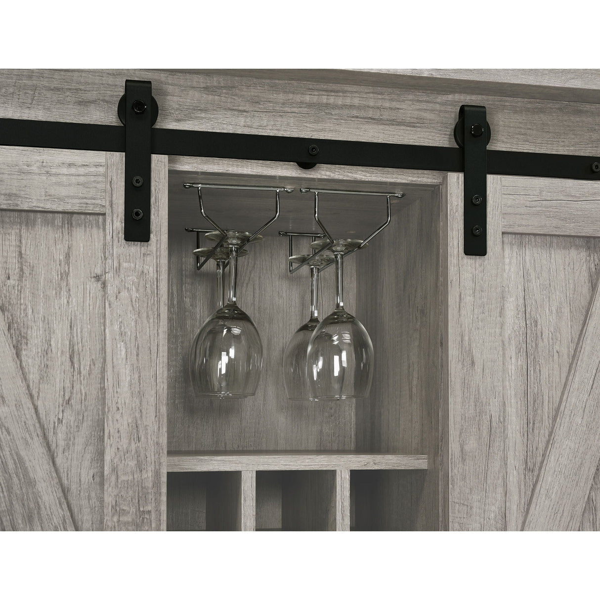 Hovander - Sliding Door Bar Cabinet - Gray