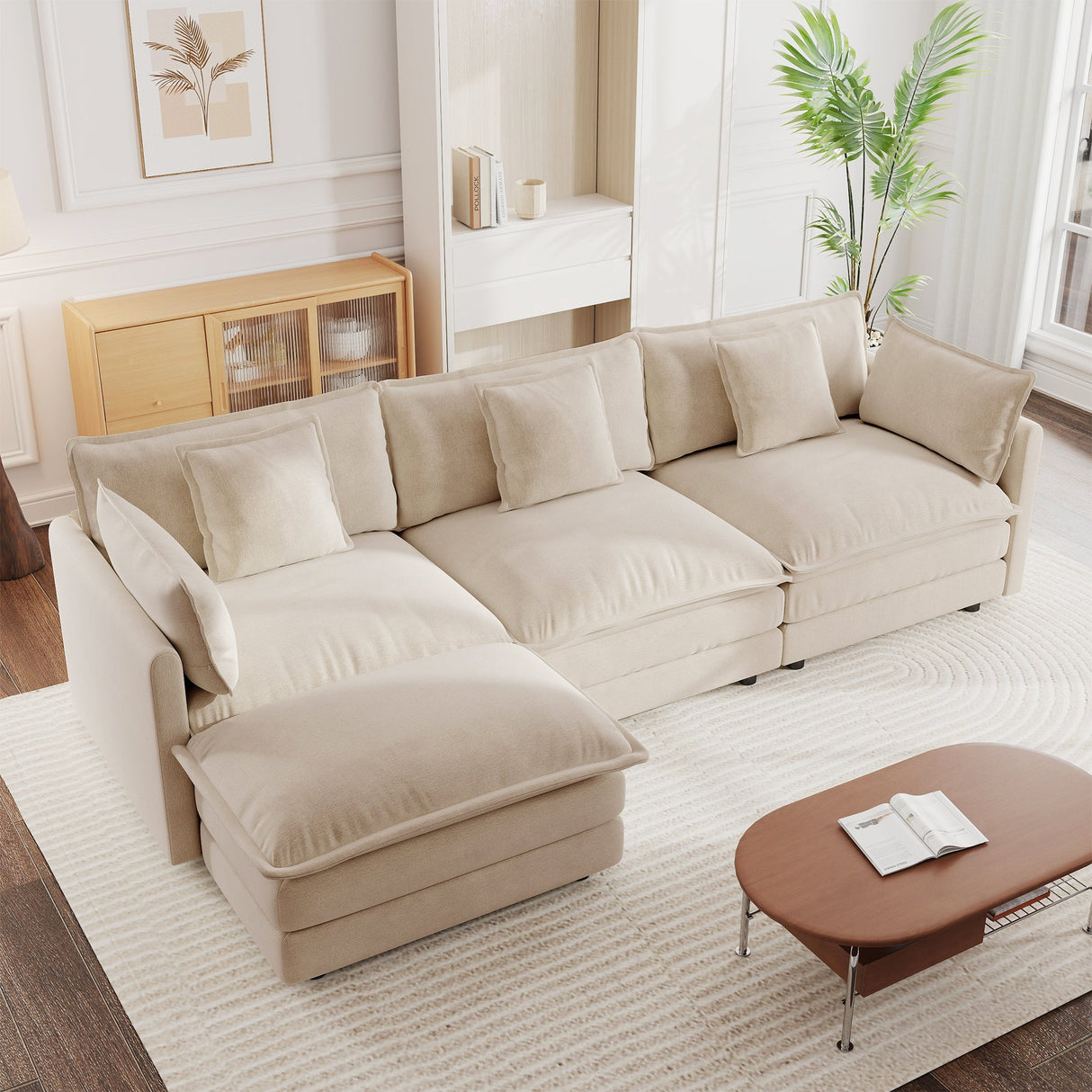 Free Combination Comfy Upholstery Modular Oversized L Shaped Sectional Sofa