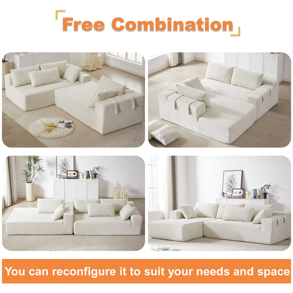 Modern Chenille Upholstered Sectional Sofa Couch Set