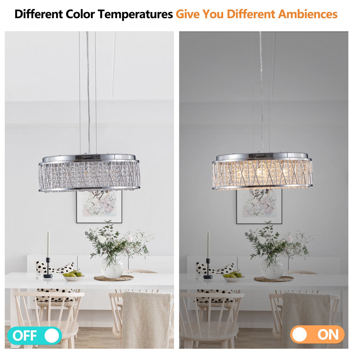 Modern Crystal Chandelier - 19 Inches