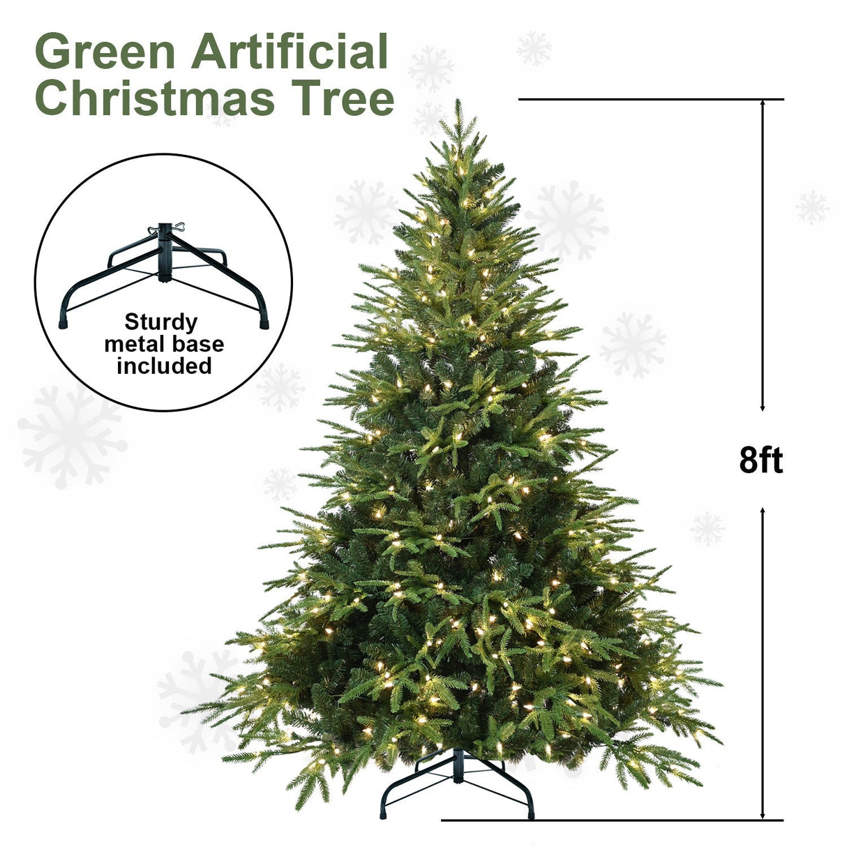 6.5ft Pre-Lit Artificial Christmas Tree with 450 Warm White Incandescent Lights
