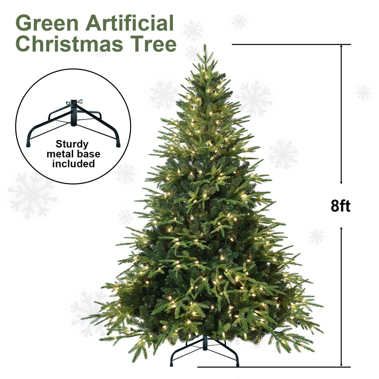 6.5ft Pre-Lit Artificial Christmas Tree with 450 Warm White Incandescent Lights