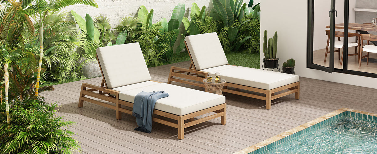 TREXM 5-Position Adjustable Outdoor Chaise Lounge Set of 2