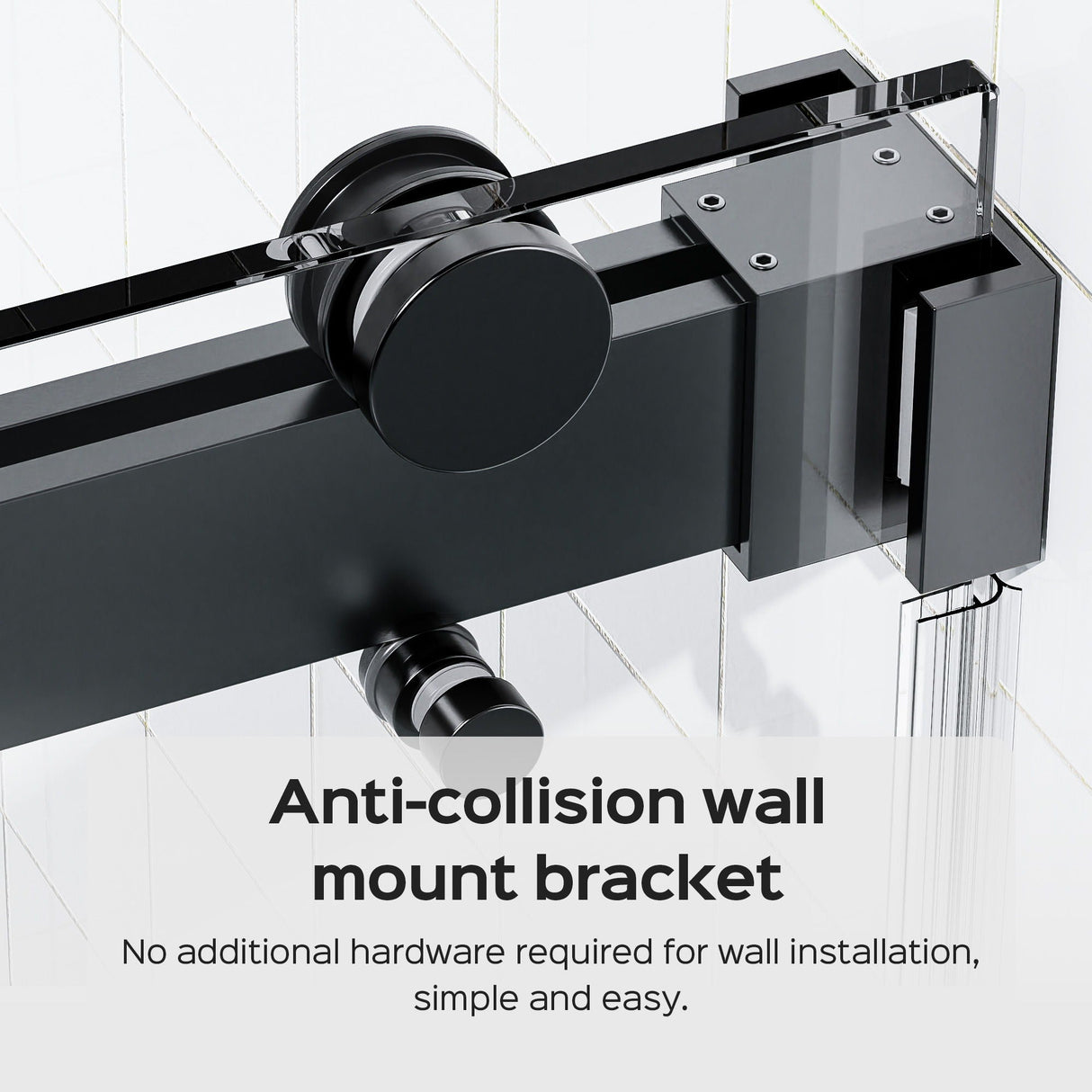 Frameless Double Sliding Shower Door In, Thick Tempered Glass, Reversible Installation