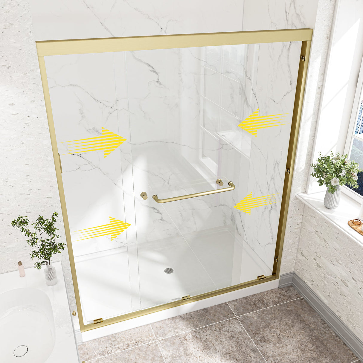 55"-60" W x 72" H Brushed Shower Door