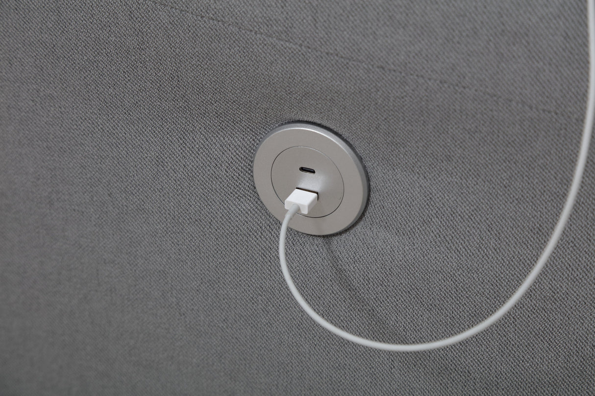 Modern Gray Sofa with Integrated USB and Type-C Charging
