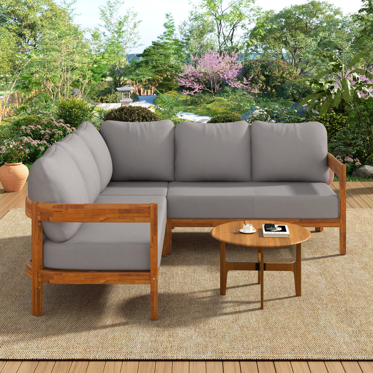 U_Style Acacia Solid Wood Patio Furniture Set