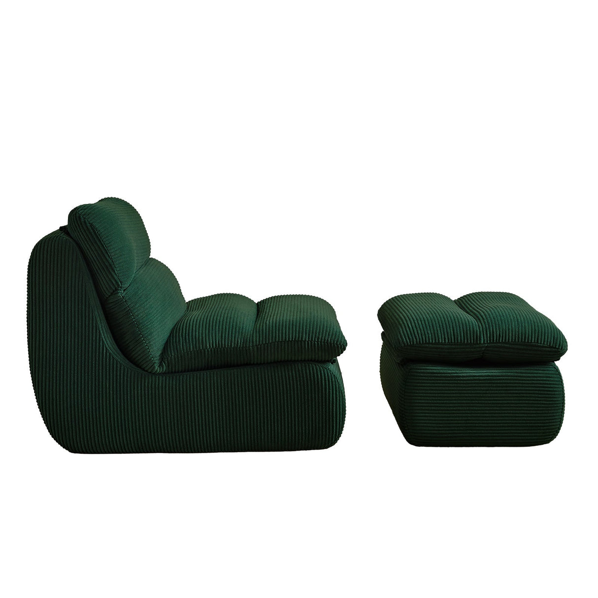Modern Compressed Lounge Chair with OttomanCozy Corduroy Recliner