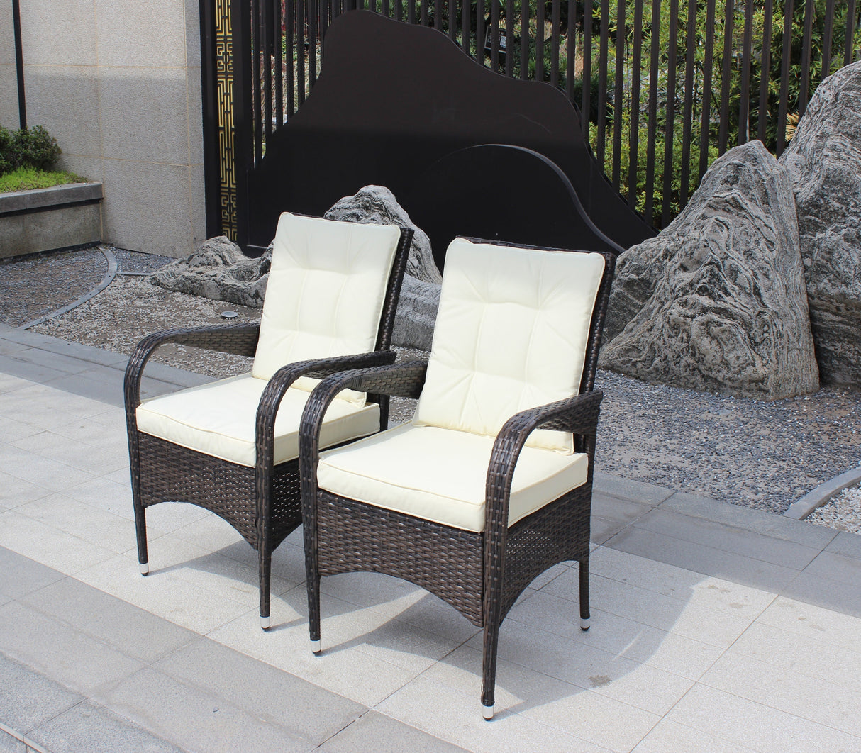2-Piece Liberatore Dining Chairs with Beige Cushions