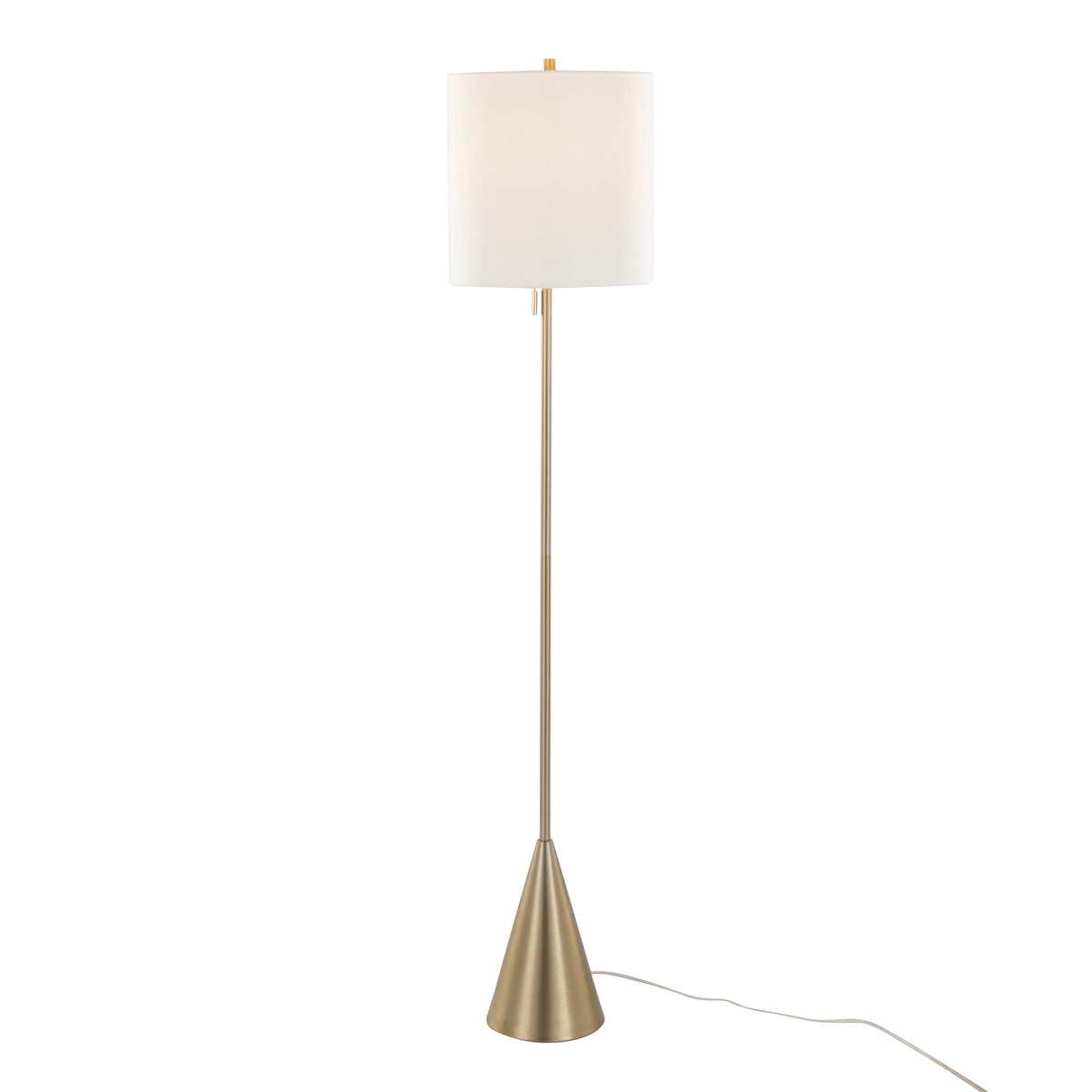 Cone 64' Contemporary Metal Floor Lamp in Gold with White Linen Shade