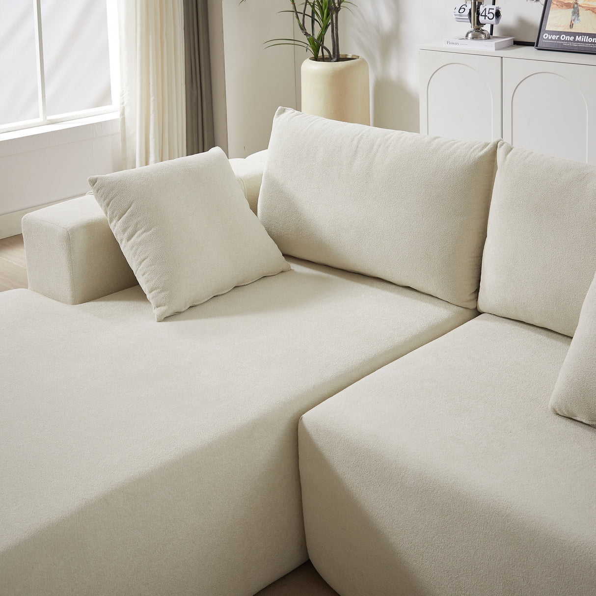 Modern Chenille Upholstered Sectional Sofa Couch Set