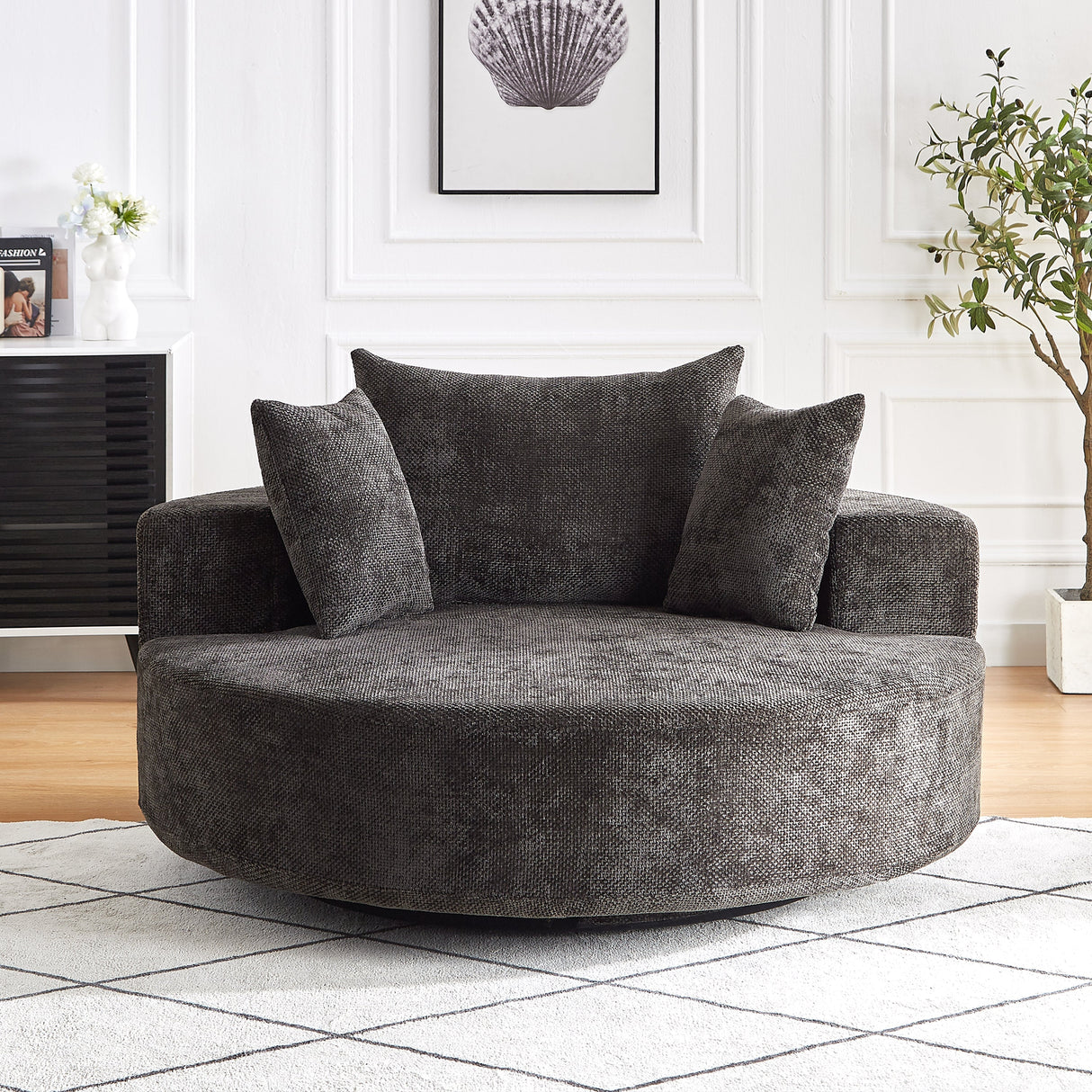 55''L Chenille Foam Single Swivel Chair