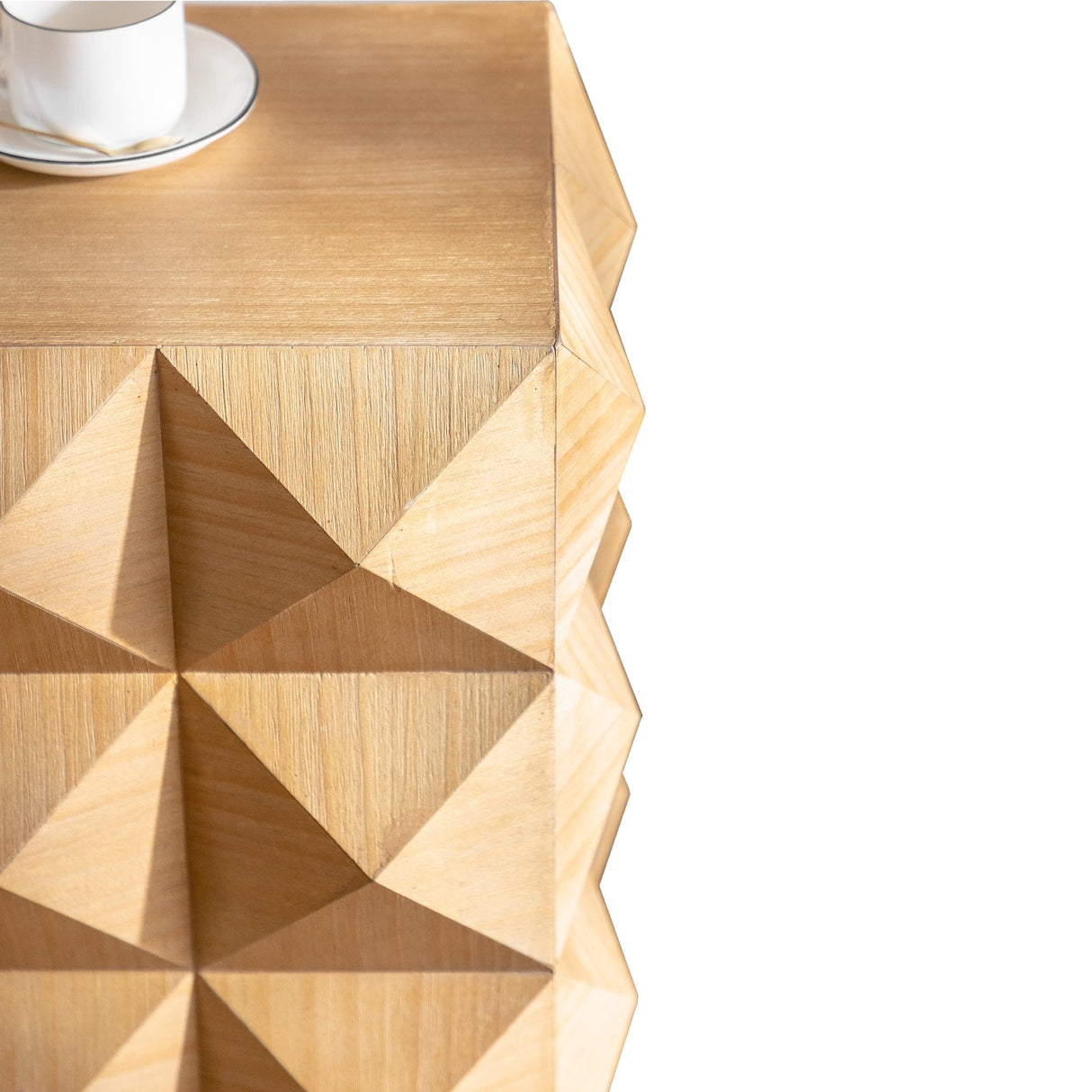 23.62" Height Three-Dimensional Embossed Pattern Wooden Nightstand