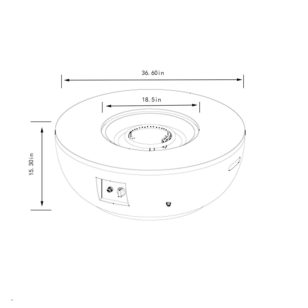 36" Propane Gas Fire Pit Table - Grey Steel