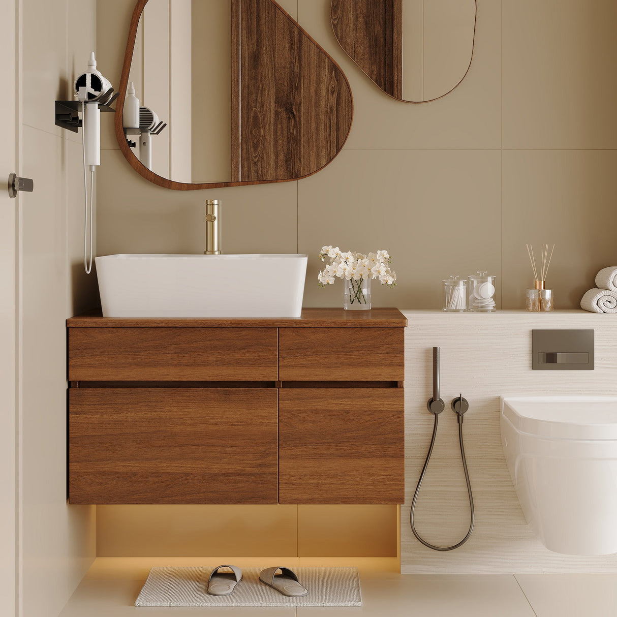Floating Single Small Bathroom Vanity with Sink