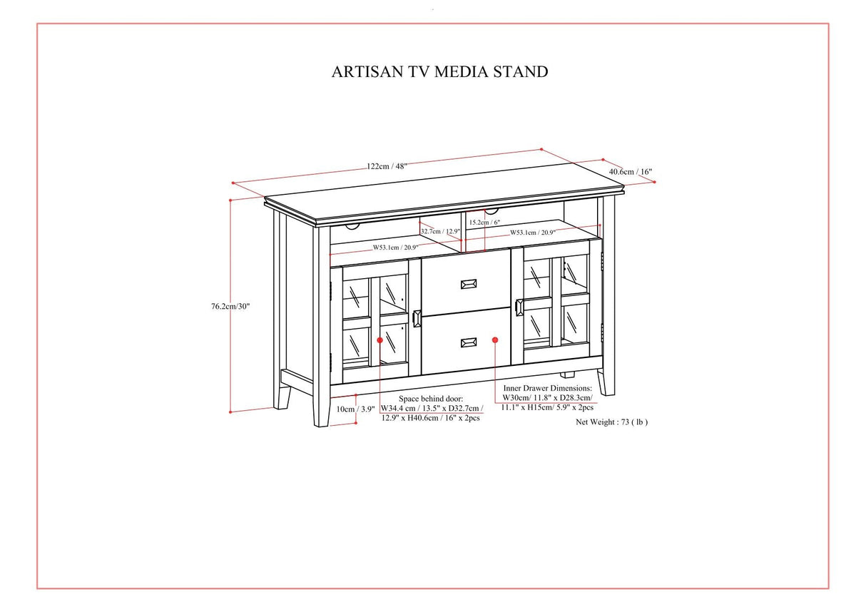 Artisan - TV Media Stand, Handcrafted - Russet Brown