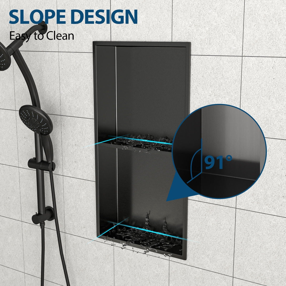 Modern Stainless Steel Shower Niche Double Shelf For Bathroom